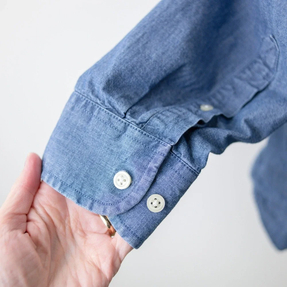 Banana Republic Standard Fit Cotton Shirt Mens Large Blue Stretch Soft Wash